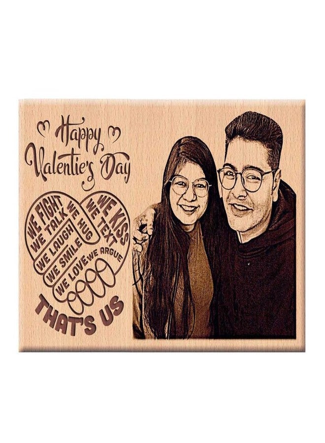 GFTBX Personalized Wooden Engraved Photo Frame and Keychain Combo | Custom Photo & Name Gift for Valentine’s Day | Romantic Couple Gift for Him & Her - Image 2